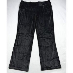 Quacker Factory Jeanne Bice Black Velour Straight Leg Pull On Pants XL